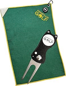 Multi-Function Magnetic Golf Towel I Exclusive Wash Pocket I Magna-Anchor Technology I Scrub Pad and Premium Golf Divot Repair Tool with Magnetic Ball Marker