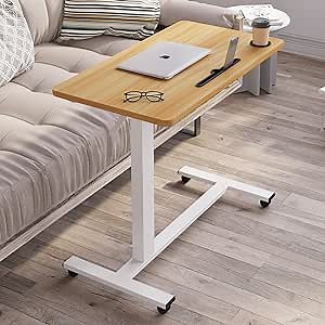 Overbed Beside Table,Bed Desk,Hospital Bedside Table,Pneumatic Mobile Laptop Computer Standing Desk Cart with Tray
