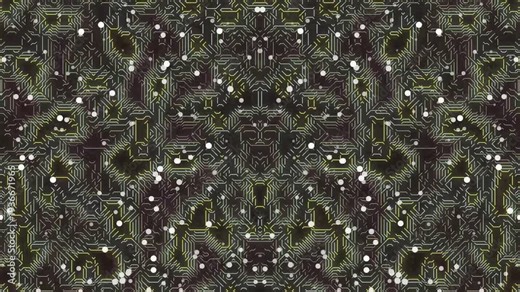 futuristic motherboard circuit board pattern with flashing data light signals for tech motion design