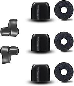 Klowcok Memory Foam Earbud Tips for Decibullz Custom Molded Earplugs, Replacement Tips, Comfort fit. 3 Pairs, Black (Medium)