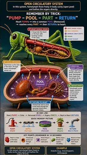 complete open and closed circulatory system explain briefly and with trick#studytips #learning