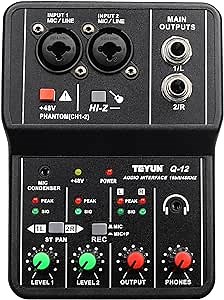 USB Audio Interface +48V Phantom Power with 3.55m Microphone Jack, Audio Interface for Recording Podcasting and Streaming Ultra-low Latency Noise Free XLR Audio Interface