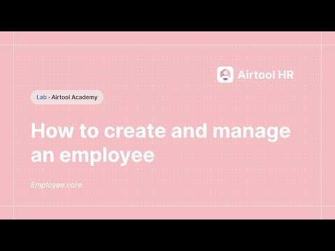 Airtool HR | How to create and manage an employee