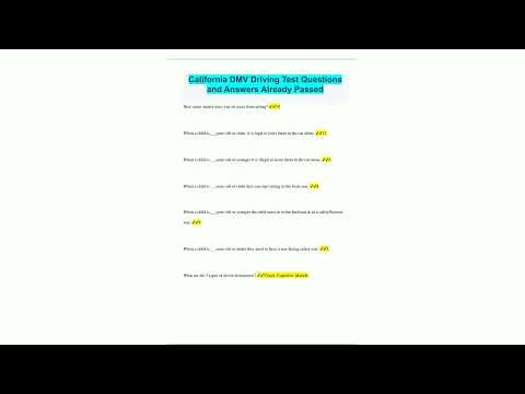 California DMV Driving Test Questions and Answers Already Passed7