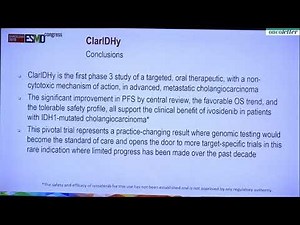 ClarIDHy: ivosidenib vs placebo in advanced cholangiocarcinoma with IDH1 mutatin