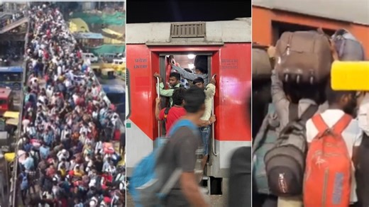 Watch: Overcrowded trains, chaos at railway stations amid festival rush