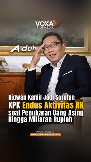 Voxafilemedia on Instagram: "Mantan Gubernur Jabar, Ridwan Kamil kini menjadi pusat perhatian lagi. Pasalnya, KPK sedang mengendus tingkah laku Ridwan Kamil di luar negeri serta sumber pembiayaannya. Juru Bicara KPK, Budi Prasetyo, mengungkapkan bahwa penyidik menemukan adanya dugaan transaksi penukaran mata uang asing dalam jumlah fantastis yang dilakukan dalam kurun waktu 2021 hingga 2024. "Sejauh ini kami meng-capture, ada dugaan penukaran mata uang asing ke rupiah yang nilainya juga mencapai