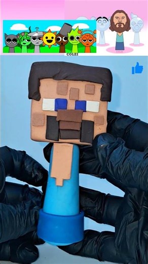 Sprunki 🎵 I Made Minecraft Steve ⛏️ With Clay 🔵🟤 #sprunki 🎶
