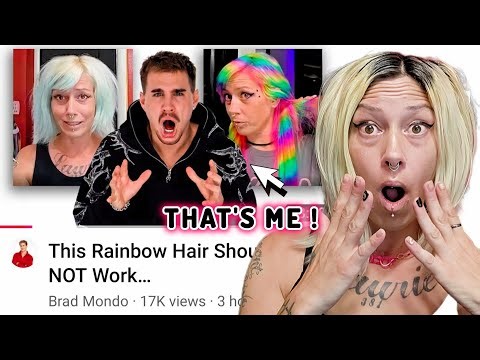 BRAD MONDO Reacted to me DYEING MY HAIR RAINBOW! 🌈