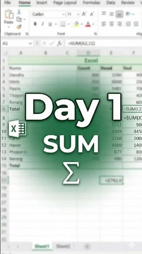 Day 1/100: Excel Beginner? Start with THIS formula (Sum) #excel #exceltips #autosum