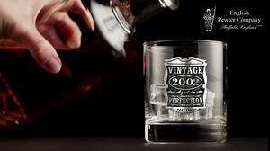 English Pewter Company Vintage Years 2005 21st Birthday Old Fashioned Whisky Rocks Glass Tumbler - Unique Gift Idea For Men [VIN006]