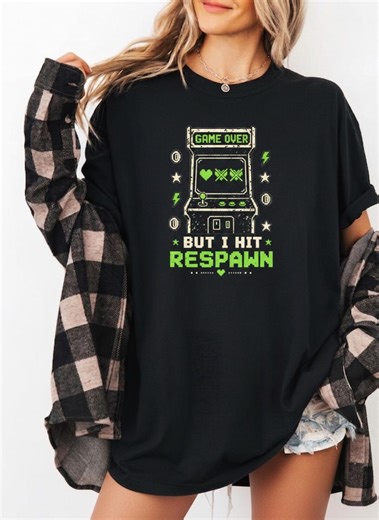 Retro Gamer Shirt, 8-bit Game Over Tee, Funny Gaming Gift for Him, Old School Gamer Graphic Tee, Pixel Art Shirt Comfort Colors - Etsy