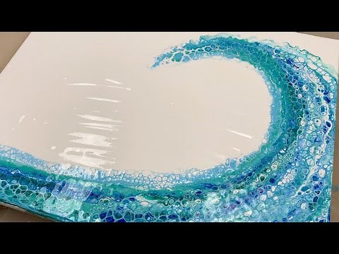 16. EASY OCEAN WAVE Acrylic Swipe | Acrylic Pouring Tutorial for Beginners