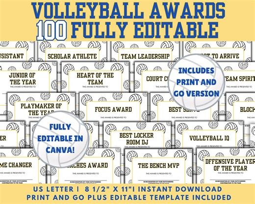 Editable Volleyball Awards, Funny Volleyball Awards, End of Season Award Certificates, Volleyball Team Awards, Volleyball Banquet Awards - Etsy