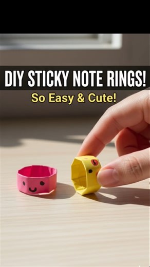 Stop scrolling! 🤩 If you have sticky notes, you can make these tiny, adorable rings in 30 seconds 💖💛