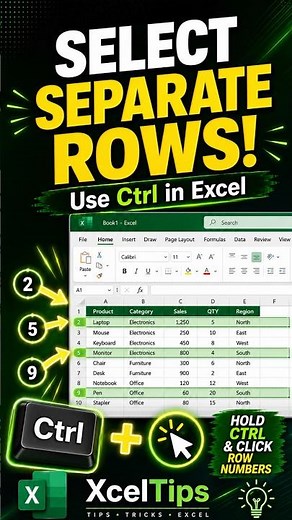 How to Select Separate Rows in Excel with Ctrl