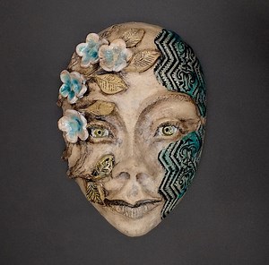 Ceramic Flower Goddess Mask, Handmade Wall Sculpture of Woman Face With Floral Accent - Etsy