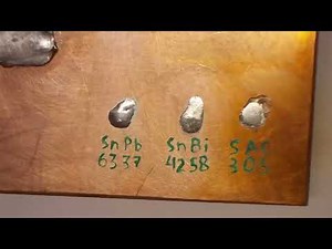 Solder paste comparison (tin-lead, low-melt tin bismuth, SAC305 leadfree)