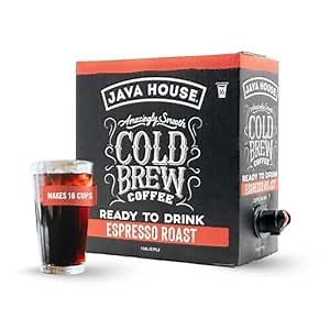 Amazon.com: Java House Cold Brew Coffee on Tap – Premium 100% Arabica Dark Roast – Smooth Espresso Flavor with Dark Chocolate Notes – 1 Gallon Box (16 Servings) – Ready to Drink, No Brewing Required, Fridge-Friendly : Grocery & Gourmet Food