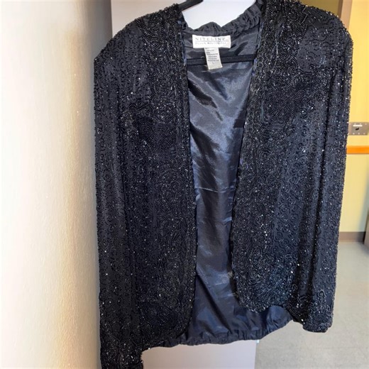 Vintage Glam 90s Beaded Black Silk Jacket — Niteline Della Roufogali — Size L - Etsy