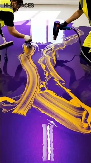 INSANE Yellow & Purple Marble Epoxy Bedroom Transformation 😱 #epoxyfloor #renovation