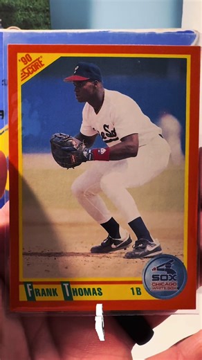 1990 Score Frank Thomas rookie card. The Big Hurt was one of my favorites! Such a good hitter and had amazing power! Like and comment what you think! #fyp #trending #sports #baseball #mlb