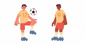 Soccer players practice cartoon animation