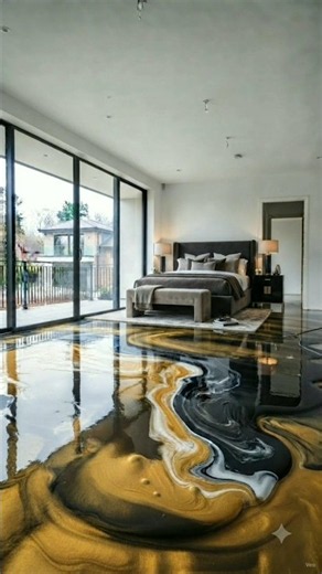 Gold, White & Black Epoxy Floor Transformation 😱✨ | Luxury Bedroom Makeover