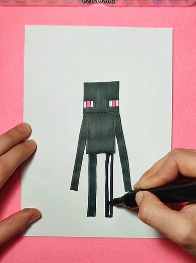 How to Draw Enderman from Minecraft Tutorial