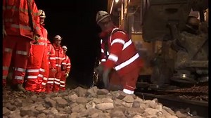 The "longest train in Britain" at nearly half-a-mile long is working through the night to replace ballast on the Norwich to London line - some of it for the first time since the Victorian era. Debbie Tubby reports for BBC Look East. | BBC Norfolk