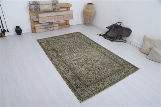 Vintage Turkish Wool Rug, 5x7 Neutral Anatolian Rug - Etsy