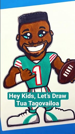 🏈 How to Draw Tua Tagovailoa - Miami Dolphins (Short)