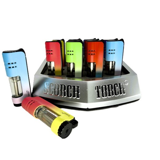 S61890 Scorch Single Flame w Transparent Fuel Tank Torch Lighter 12ct