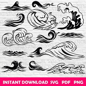 Water Waves Vector Clipart: Ocean & River Designs (SVG, PDF, PNG Digital Download) - Etsy