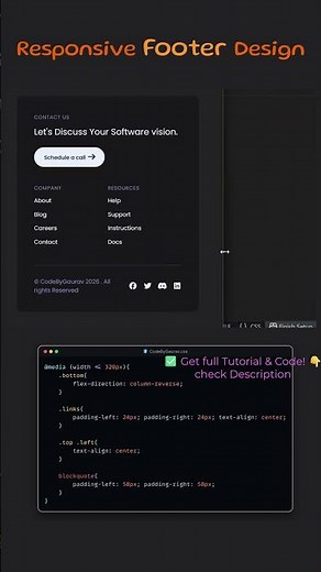 Responsive Footer Designs 🔥 Only HTML & CSS #webdevelopment #htmlcss #coding