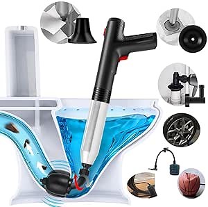 Lihu 360 ° Activity Electric High Pressure Plunger,Clogged Pipe,Sewer,Floor Drain Unclog Gun,Powerful Pneumatic Dredge Equipment Unclog to Bathroom Toilet Unblocker Plunger Kitchen Sink(Black)