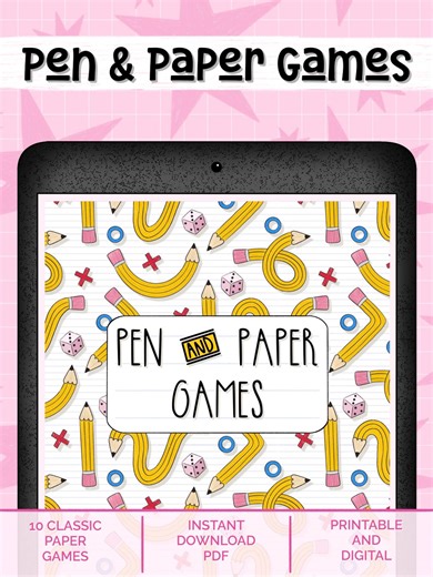 Pen & Paper Games | 10 Fun Family Activities | Printable Classic Games | Kids Travel Activity Pack | Hangman | Battleship | Dots and Boxes - Etsy