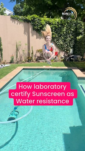 Ever wondered what “water-resistant” really means? It’s not a guess — it’s a strict lab test. ✨ Apply ✨ Wait ✨ 20 min UV exposure ✨ 20 min in water ✨ Repeat UV water cycle twice If a sunscreen still holds 50% of its SPF, it earns the title water-resistant. SUNSKIN passes with confidence — because real protection matters. 💛 | Sunskin Sunscreen