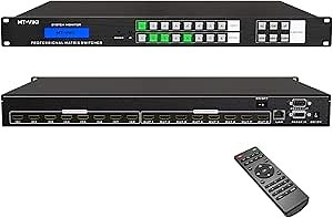 MT-VIKI 4K HDMI Matrix Switch 8x8, 4K@30Hz Rack Mount Switcher & Splitter with Backlit RS232 LAN Port and EDID, Support Web GUI, Built-in US ADI Chip (8 in 8 Out)