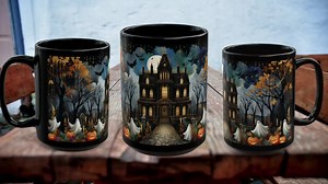 Halloween Haunted House Coffee Mug, Unique Halloween Gift, Spooky Witchy Cup, Halloween Cup, Vintage Style Halloween Mug, Ghost Mug 15oz - Etsy