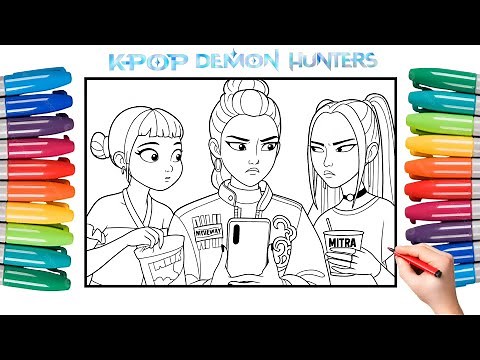 KPop Demon Hunters Huntrix Coloring Pages - How to Color Rumi Zoey and Mira