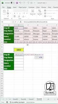 🔥 Excel Trick: Fetch Data Using HLOOKUP + ROWS in Seconds! #excel #exceltips ‪@GlobalComputerWorld‬