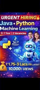 Latest #Python,#Java,and #machine learning Jobs for #Fresher | 0-1 Year Experience #Urgent Hiring