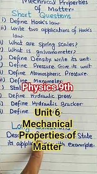 Chapter 6 | Mechanical Properties of Matter | Class 9 Physics Full Summary with Easy Examples