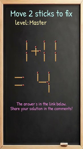 Matchstick Brain Teaser: Move Two Sticks to Fix #457ep7