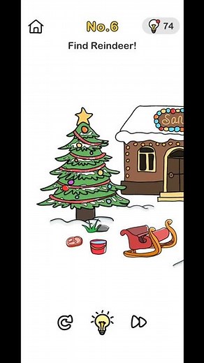 Brain Out Save Santa Level - 6 solved gameplay. Find Reindeer.