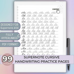 Supernote Cursive Handwriting Practice Worksheets Supernote A5X Tracing Sheets Alphabet Tracing Cursive Tracing Pages - Etsy