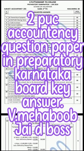 2 puc accountency question paper in preparatory key answer