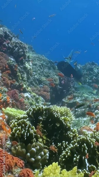 Explore stunning underwater ecosystem of Philippines, where schools of sardines swim through vibrant coral reefs, showcasing extraordinary beauty and diversity of natures rich biodiversity