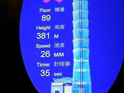 The Taipei 101 elevator, fastest in the world.